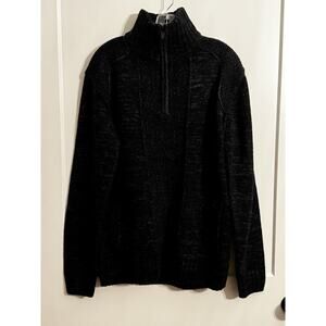 Hudson & Barrow Mock Neck Pullover Sweater Sz XL Charcoal Chunky Elbow Patches